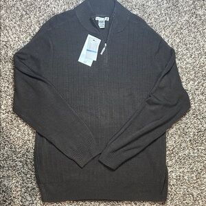 NWT Geoffrey Beene Men's Charcoal Zip-Up Sweater